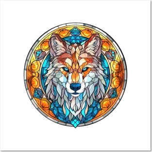 Stained Glass Wolf #5 Posters and Art